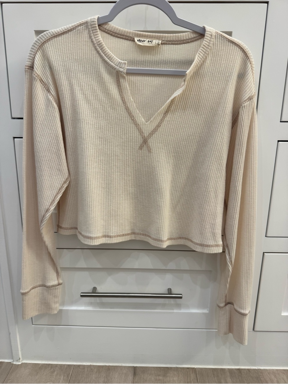 Cropped Long-Sleeve Top in Cream